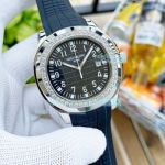 Replica Patek Philippe Aquanaut Diamond Bezel Black Dial Black Rubber Strap Watch